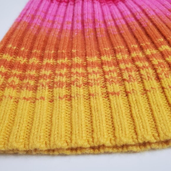 The Elder Statesman Morphe Ribbed Striped Knit Cashmere Beanie Hat Pink Colorful - Picture 8 of 9